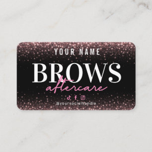 Glitzer Rose Gold Brows Aftercare-Karte Visitenkarte