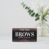 Glitzer Rose Gold Brows Aftercare-Karte Visitenkarte (Stehend Vorderseite)