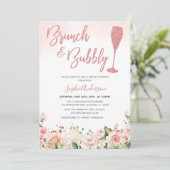 Glitzer Rose Gold Brunch und Brautparty Einladung (Stehend Vorderseite)