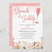 Glitzer Rose Gold Brunch und Brautparty Einladung (Vorne/Hinten)
