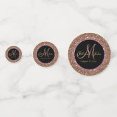 Glitzer Rose Gold Champagner Hochzeitsmongramm Konfetti (Rückseiten)