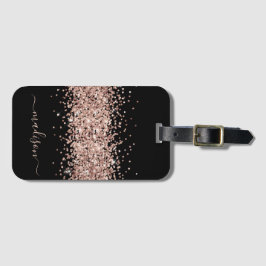 Glitzer Rose Gold - Girl Sparkle Black Monogram Gepäckanhänger
