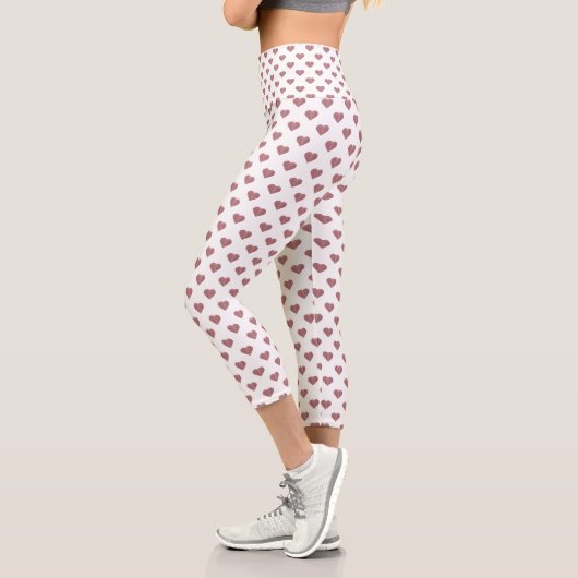 Glitzer Rose Gold Herzstück Weiße Hintergrundgesch Capri Leggings (Links)