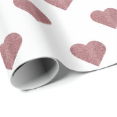Glitzer Rose Gold Herzstück Weiße Hintergrundgesch Geschenkpapier (Rolleneckpunkt)