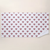 Glitzer Rose Gold Herzstück Weiße Hintergrundgesch Strandtuch (Vorderseite)