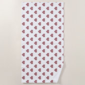 Glitzer Rose Gold Herzstück Weiße Hintergrundgesch Strandtuch (Vorderseite)