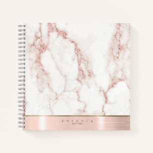 Glitzer-Rose Gold ID802 aus gebürstetem Metallband Notizblock