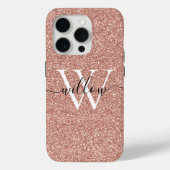 Glitzer Rose Gold Monogram Case-Mate iPhone Hülle (Rückseite)