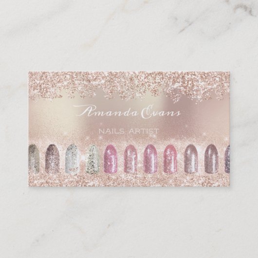 Glitzer Rose Gold Nagelkunst Termin Maniküre (Vorderseite)