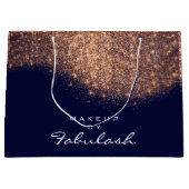 Glitzer Rose Gold Name Blue Navy Bridal Kupfer Große Geschenktüte (Vorderseite)
