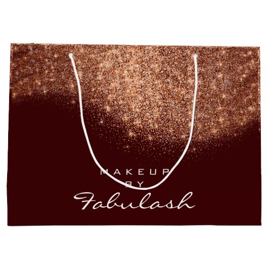 Glitzer Rose Gold Name Burgundy Bridal Kupfer Große Geschenktüte (Rückseite)