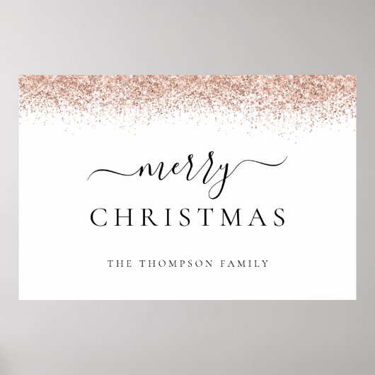 Glitzer Rose Gold Name White Frohe Weihnachten Poster (Vorne)