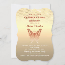 Glitzer Rose Gold Quinceanera Einladung