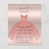Glitzer Rose Gold Script Sweet 16 Party Einladunge (Vorderseite)