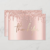Glitzer Rose Gold Tropfen Marmor Danke, dass Sie K Einladung (Vorne/Hinten)