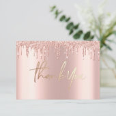 Glitzer Rose Gold Tropfen Marmor Danke, dass Sie K Einladung (Stehend Vorderseite)