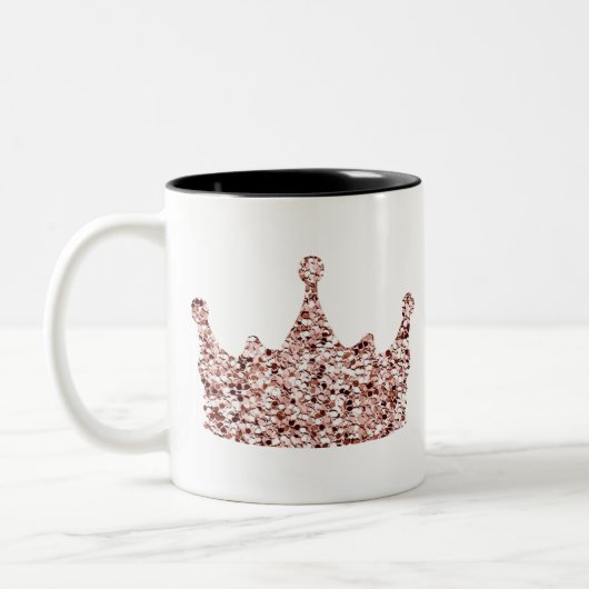 Glitzer Rose Goldkrone Clipart Königin ClipartCrow Zweifarbige Tasse (Links)