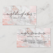 Glitzer Rose Goldmarmor weibliche Kalligraphie Visitenkarte (Vorne/Hinten)