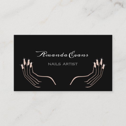 Glitzer Rose Manicure Nägel Künstlerische Ernennun Terminkarte (Vorderseite)