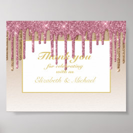 Glitzer Rose Pink Gold Girls DANKEN Poster