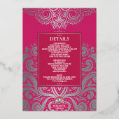 Glitzer Rose Pink Silver Sikh Anand Karaj Wedding Folieneinladung (Rückseite)