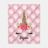 Glitzer & Rosen Einhorn Girl Trendy Fleecedecke (Vorderseite)