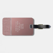 Glitzer-Rosen-Rosa mit silbernem Monogramm Gepäckanhänger (Rückseite horizontal)