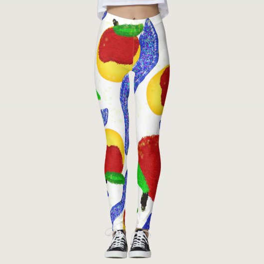 Glitzer Rosh Hashanah schießt Äpfel und Honig Leggings (Vorderseite)