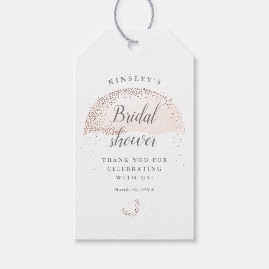 Glitzer rot Schirm Brautparty vielen Dank Geschenkanhänger (Vorderseite)