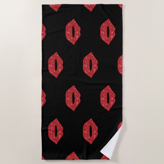 Glitzer Rote Lippen - Falconeria Locarno Strandtuch (Vorderseite)