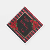 Glitzer Rote Rosen Rot und Schwarz Streifen Geburt Serviette (Ecke)