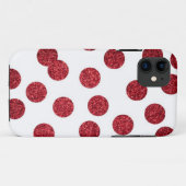 Glitzer roter iPhone Kasten (Polka-Punkte) Case-Mate iPhone Hülle (Rückseite (Horizontal))