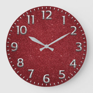 Glitzer-rotes arabische große wanduhr