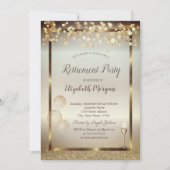 Glitzer Ruhestand für Weinglas Einladung (Vorderseite)