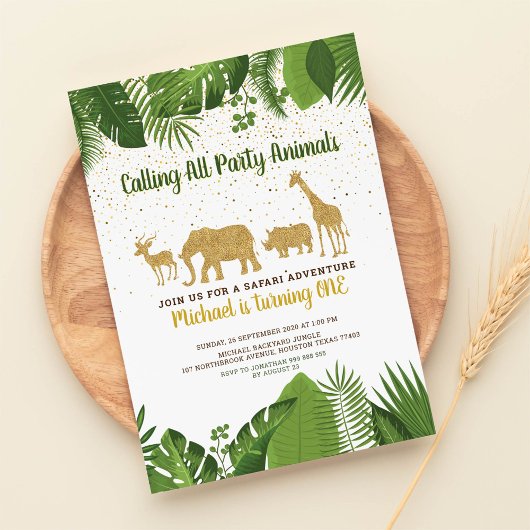 Glitzer Safari Einladung