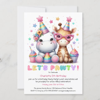 Glitzer Safari Geburtstagsparty Niedlich Giraffe & Einladung