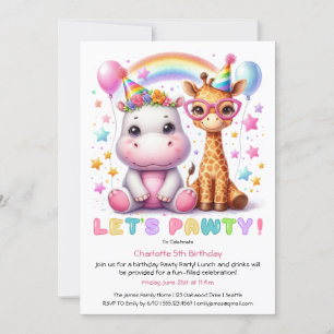 Glitzer Safari Geburtstagsparty Niedlich Giraffe & Einladung