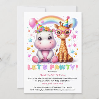 Glitzer Safari Geburtstagsparty Niedlich Giraffe & Einladung
