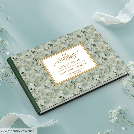 Glitzer Sage Green und Gold Wedding Guest Book Gästebuch