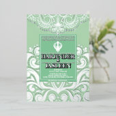 Glitzer Sage SIlver Gold Sikh Anand Karaj Wedding Folieneinladung (Stehend vorne)