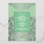 Glitzer Sage SIlver Gold Sikh Anand Karaj Wedding Folieneinladung (Rückseite)