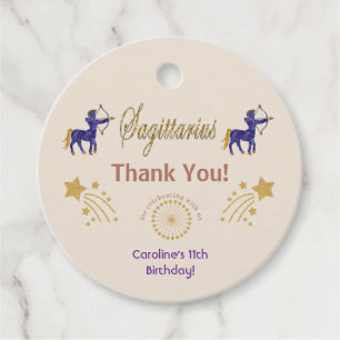 Glitzer Sagittarius, Goldene Stars Vielen Dank Geschenkanhänger