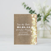Glitzer-Saitenleuchten elegant Save the Date elega Ankündigungspostkarte (Stehend Vorderseite)