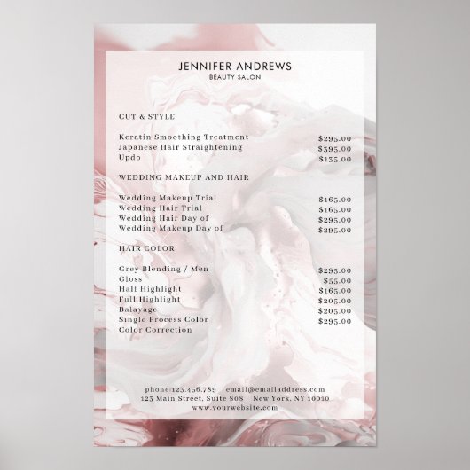 Glitzer-Salon-Preisliste Plakat (Vorne)