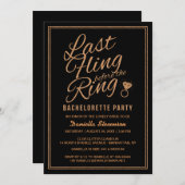 Glitzer schauen letzte Flug Junggeselinnen-Abschie Einladung (Vorne/Hinten)