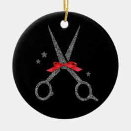 Glitzer-Schere - Friseur Stylist Weihnachten Keramik Ornament