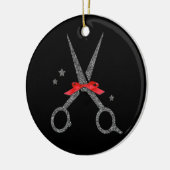 Glitzer-Schere - Friseur Stylist Weihnachten Keramik Ornament (Links)