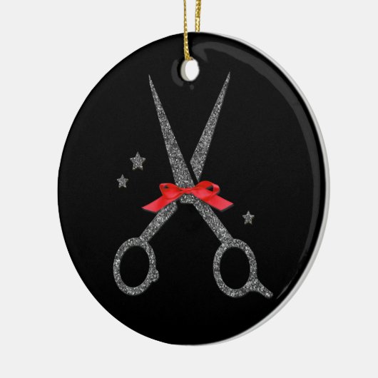 Glitzer-Schere - Friseur Stylist Weihnachten Keramik Ornament (Links)
