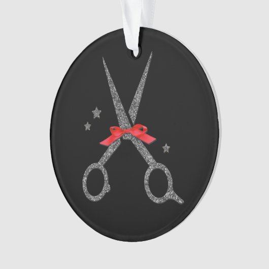 Glitzer-Schere - Friseur Stylist Weihnachten Ornament (Vorderseite)