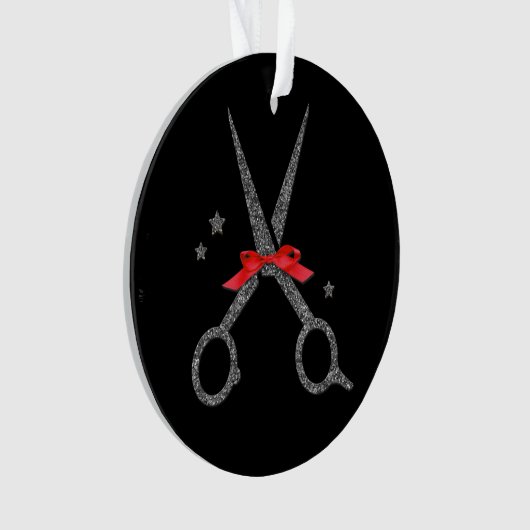 Glitzer-Schere - Friseur Stylist Weihnachten Ornament (Vorderseite)